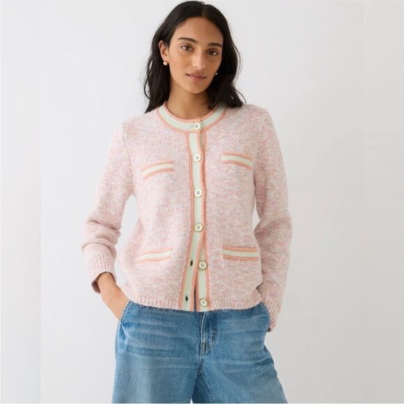NWT J CREW Marled sweater lady cardigan in blush pink - Picture 1 of 8